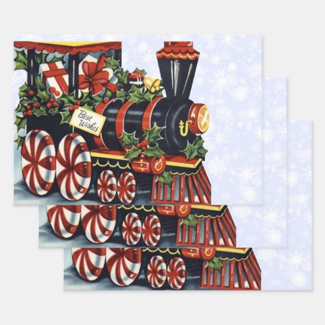 Feuille De Papier Cadeau Train de vacances (Lot)