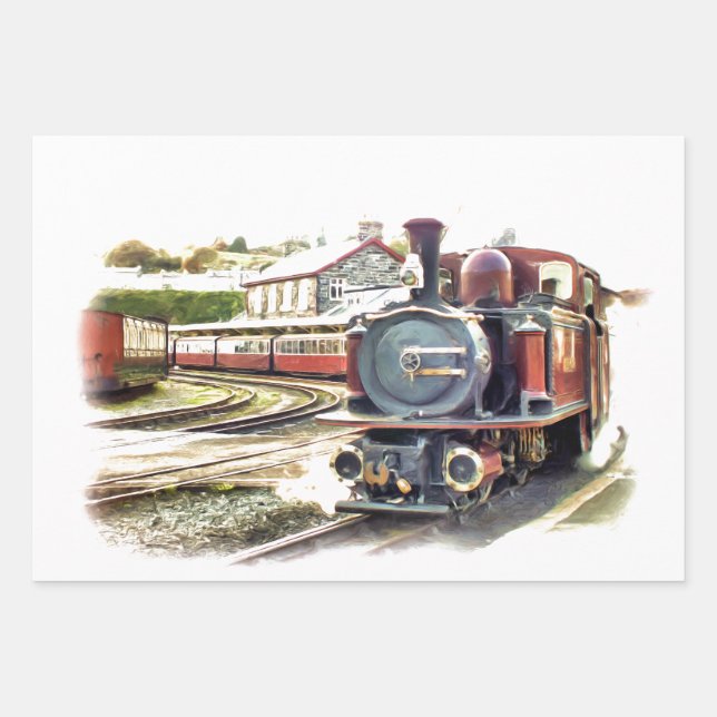 FEUILLE DE PAPIER CADEAU TRAINS À VAPEUR (Devant)