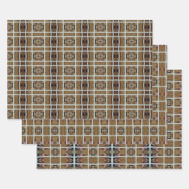 Feuille De Papier Cadeau Trait Terre Brown Et Beige (Lot)