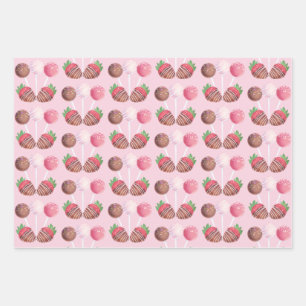Feuille De Papier Cadeau Traiter Les Fraises De Chocolat Et Les Pop De Gâte