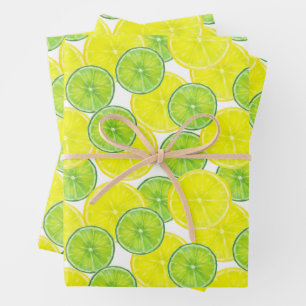 Feuille De Papier Cadeau Tranches de chaux et de fruits de citron