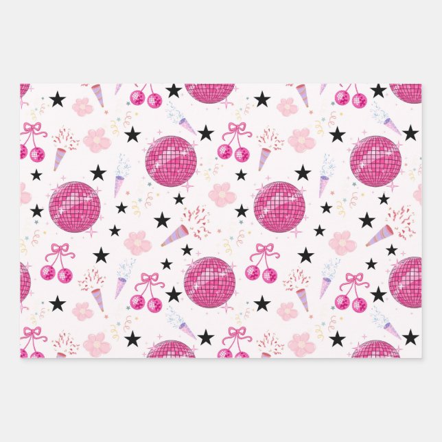 Feuille De Papier Cadeau Trendy Disco Celebration Party Seamless Pattern (Devant)