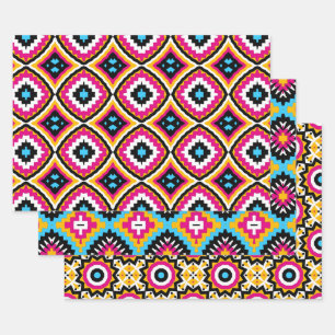 Feuille De Papier Cadeau Trendy mignon Motif géométrique coloré élégant