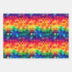 Feuille De Papier Cadeau Triangle arc-en-ciel coloré Répétition Motif de fo