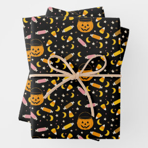 Feuille De Papier Cadeau Trick ou traitements saison Éffrayante Retro Hallo