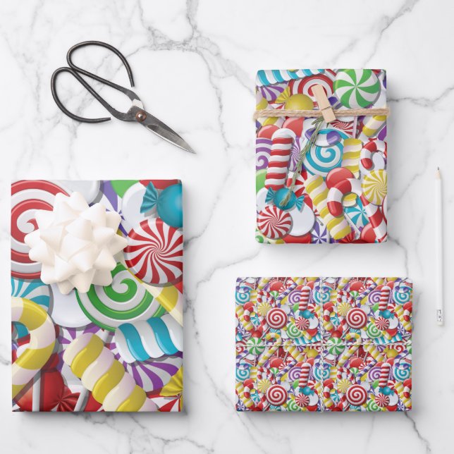 Feuille De Papier Cadeau Trio de Candyland (Recto)