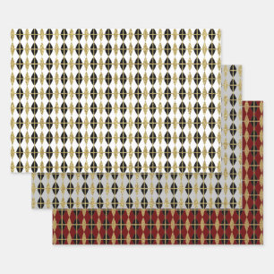 Feuille De Papier Cadeau Trio Diamond & Gold Grid II