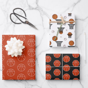 Feuille De Papier Cadeau Trio Motif de basket-ball