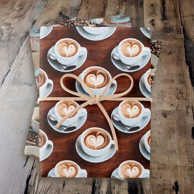 Feuille De Papier Cadeau Trois Imprimantes Thématiques Café (Créateur téléchargé)