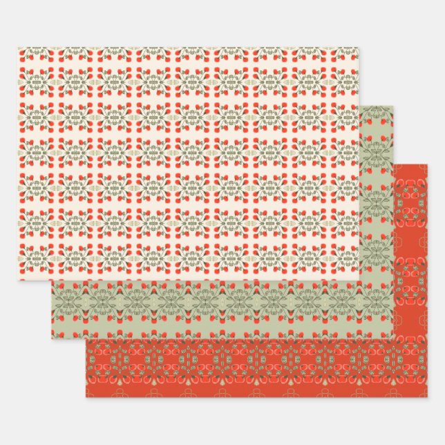 Feuille De Papier Cadeau Trois Motifs différents (Lot)
