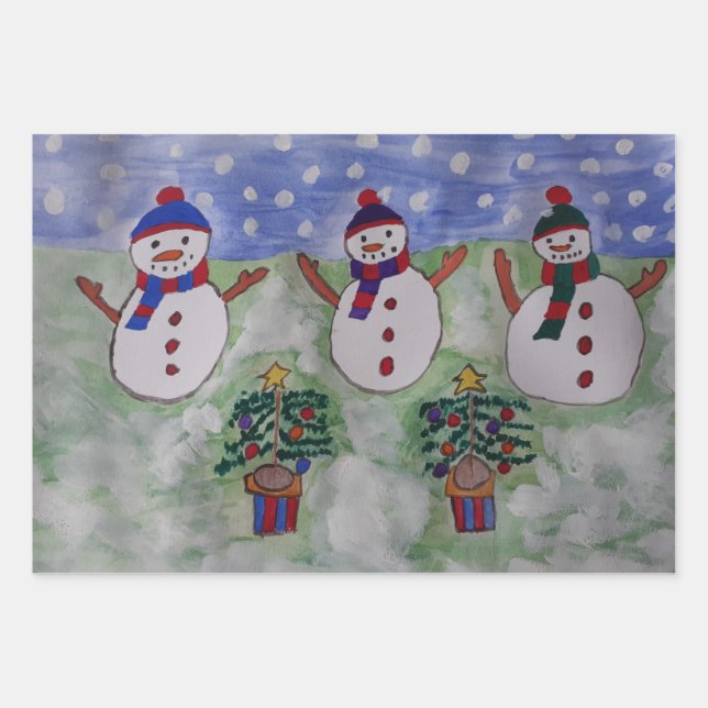 Feuille De Papier Cadeau Trois motoneiges de Noël (Devant)