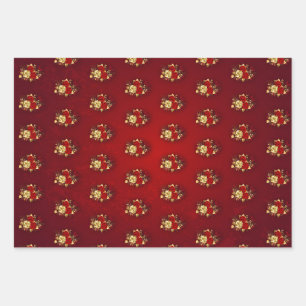 Feuille De Papier Cadeau Trois Roses de bijoux