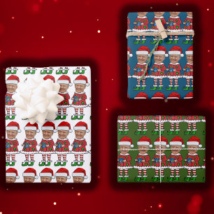 Feuille De Papier Cadeau Trump Custom Face photo Elf Christmas Drôle Trump