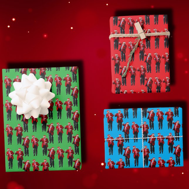 Feuille De Papier Cadeau Trump Danse | Trump Santa Hat Claus Danse (Créateur téléchargé)
