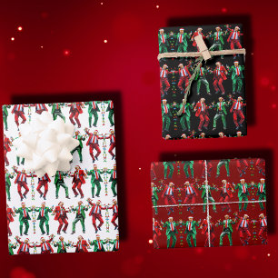 Feuille De Papier Cadeau Trump danse   Trump Santa Hat Danse Noël