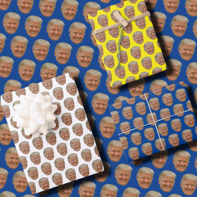Feuille De Papier Cadeau Trump face drôle (Créateur téléchargé)