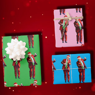 Feuille De Papier Cadeau Trump Santa Claus Trump Dance Cadeau de Noël