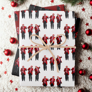 Feuille De Papier Cadeau Trump Santa Hat Danse Noël Noir Rouge Blanc