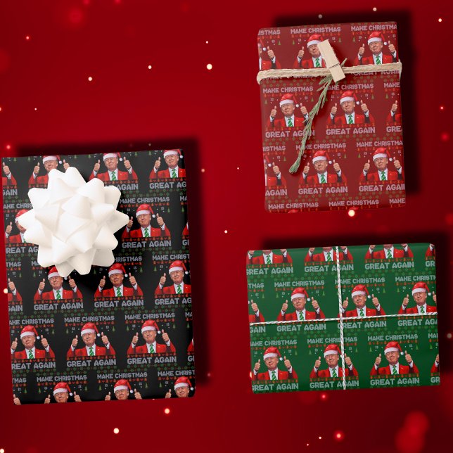 Feuille De Papier Cadeau Trump Santa Hat | Rendre Noël super (Créateur téléchargé)