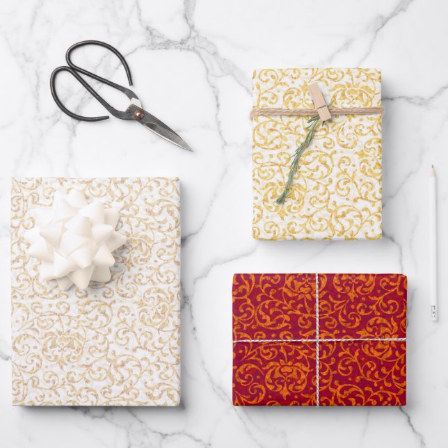 Feuille De Papier Cadeau Tudor Damask Renaissance (Recto)
