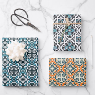 Feuille De Papier Cadeau Tuile bleue portugaise