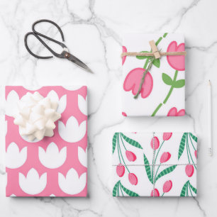 Feuille De Papier Cadeau Tulipe rose mignonne