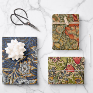 Feuille De Papier Cadeau Tulipe Saules Motif Bleu Floral de William Morris