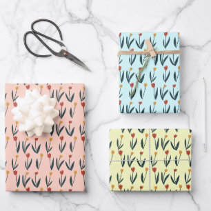 Feuille De Papier Cadeau Tulipes simples Pâques Printemps Floral modèle cad