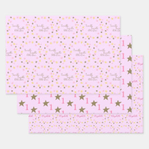 Feuille De Papier Cadeau Twinkle Twinkle Little Star Rose Girl'anniversaire
