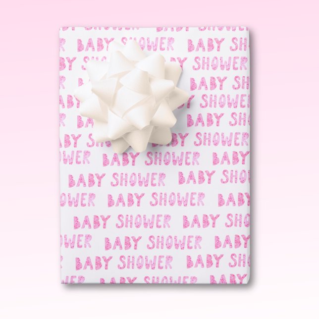 Feuille De Papier Cadeau Typographie Baby shower fille rose mignonne (Créateur téléchargé)