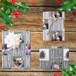 Feuille De Papier Cadeau Typographie Carré Photos Chic Sophisticted Grey