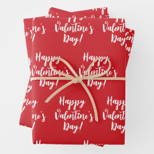 Feuille De Papier Cadeau typographie Heureuse Sainte-Valentin rouge moderne