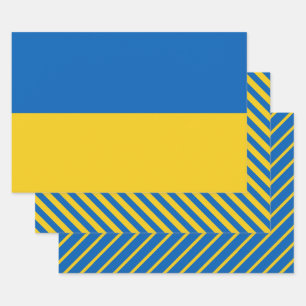 Feuille De Papier Cadeau Ukraine Drapeau moderne Motif rayé