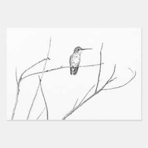 Feuille De Papier Cadeau Un colibri sur un bâton