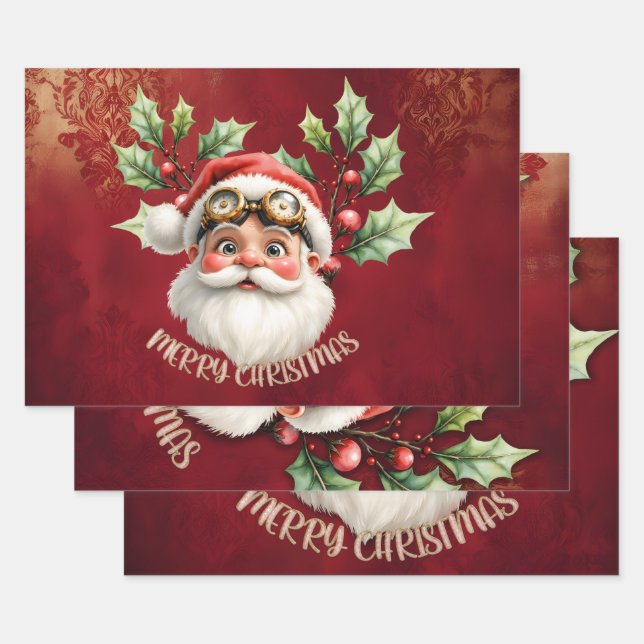 Feuille De Papier Cadeau Un faux steampunk père Noël (Lot)