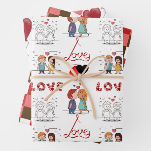 Feuille De Papier Cadeau Un Mariage personnalisé emballe des cadeaux.