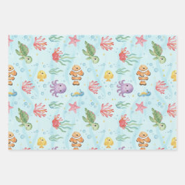 Feuille De Papier Cadeau Under the Sea Party Colourful Ocean Creatures