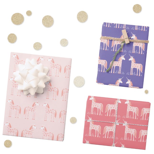 Feuille De Papier Cadeau Unicorne magique (Magical Unicorn pattern gift wrapping paper sheets)