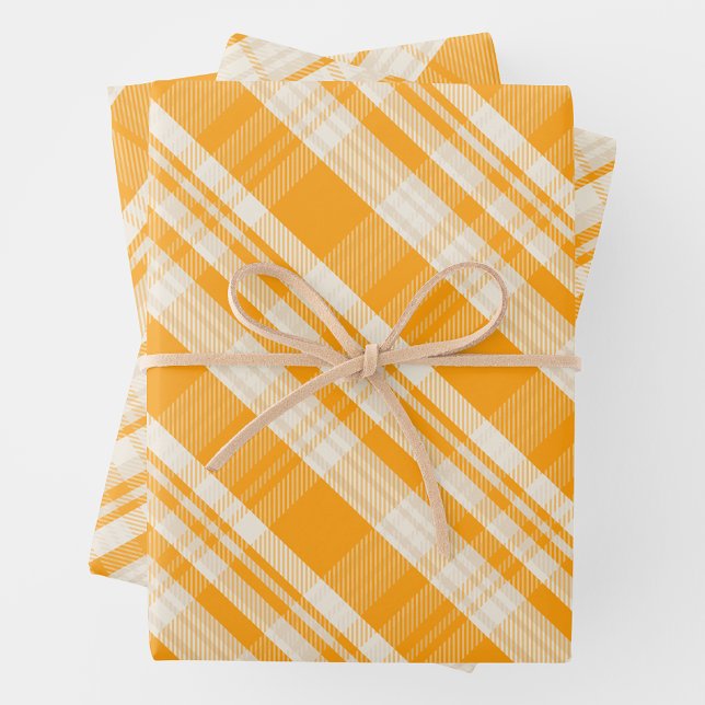 Feuille De Papier Cadeau Unique Plaid Rustique de Campagne Jaune et Crème (Unique Rustic Country Yellow & Cream Plaid Wrapping Paper Sheets)