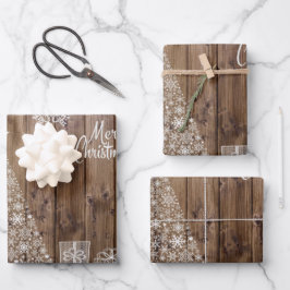 Feuille De Papier Cadeau Unique Rustique Joyeux Noël Snowflake
