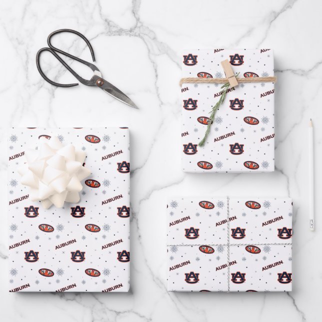 Feuille De Papier Cadeau Université d'Auburn | Motif de vacances (Recto)