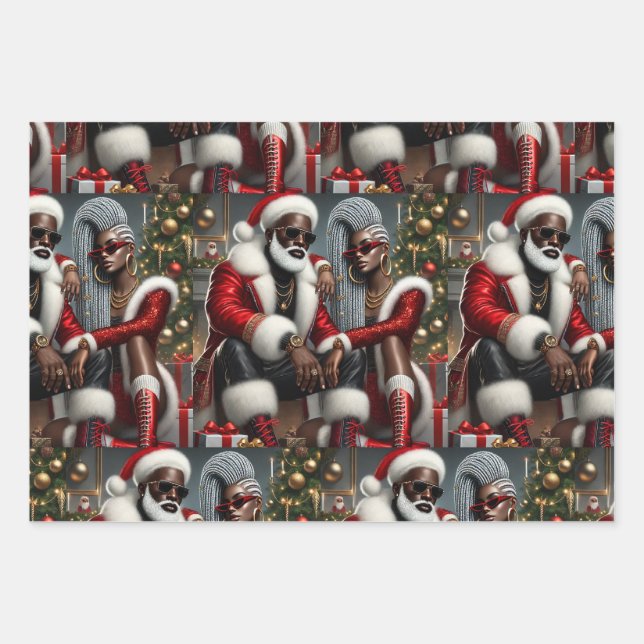Feuille De Papier Cadeau Urban Chic Père Noël (Devant)