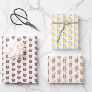 Feuille De Papier Cadeau Vacances Cheer hiver chaud Eggnog Coca Rhum Boisso