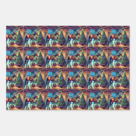 Feuille De Papier Cadeau Vacances Cheval Fun Noël