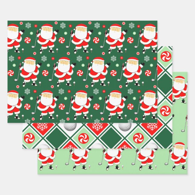 Feuille De Papier Cadeau Vacances de Noël de golf uniques (Lot)
