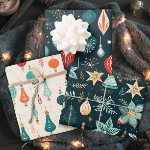 Feuille De Papier Cadeau Vacances de Noël vintage Rétro