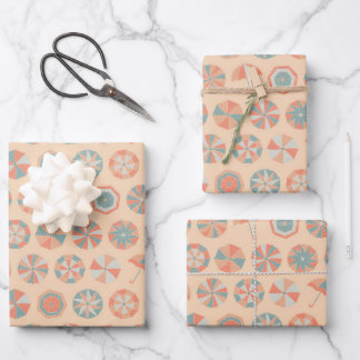 Feuille De Papier Cadeau Vacances d'été. Motif parapluie 