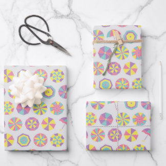 Feuille De Papier Cadeau Vacances d'été. Motif parapluie (drôle)