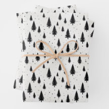 Vacances d'hiver arbres de Noël noir et blanc