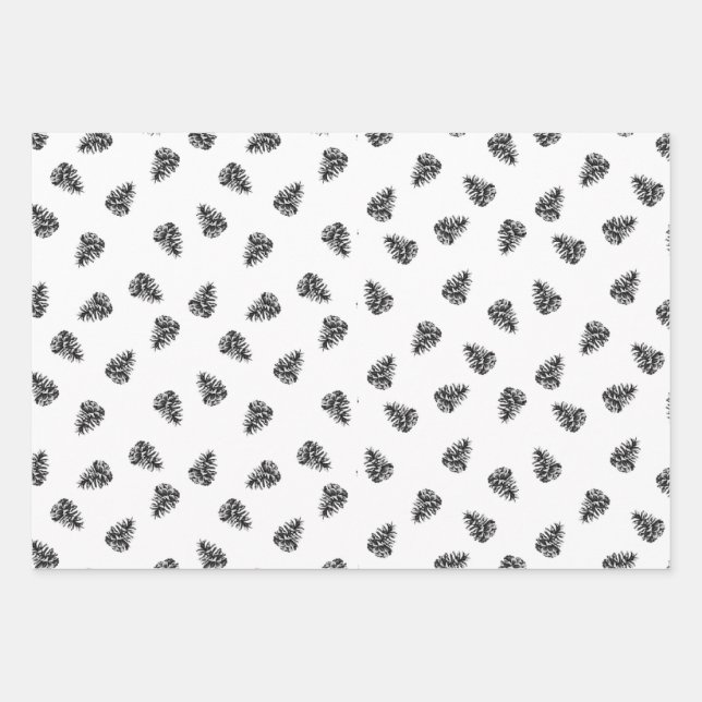 Feuille De Papier Cadeau Vacances d'hiver noir (Devant)